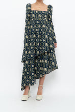 Load image into Gallery viewer, WE WHORE WHAT x Teal Blue Floral Tiered Asymetric Dress (XS)