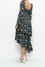 Load image into Gallery viewer, WE WHORE WHAT x Teal Blue Floral Tiered Asymetric Dress (XS)