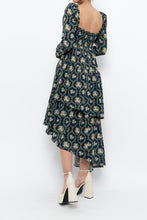 Load image into Gallery viewer, WE WHORE WHAT x Teal Blue Floral Tiered Asymetric Dress (XS)
