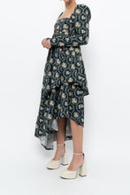 Load image into Gallery viewer, WE WHORE WHAT x Teal Blue Floral Tiered Asymetric Dress (XS)
