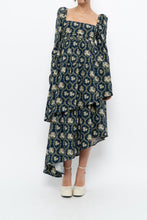 Load image into Gallery viewer, WE WHORE WHAT x Teal Blue Floral Tiered Asymetric Dress (XS)