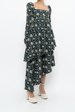 Load image into Gallery viewer, WE WHORE WHAT x Teal Blue Floral Tiered Asymetric Dress (XS)