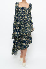 Load image into Gallery viewer, WE WHORE WHAT x Teal Blue Floral Tiered Asymetric Dress (XS)