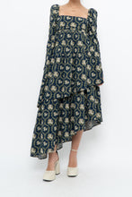 Load image into Gallery viewer, WE WHORE WHAT x Teal Blue Floral Tiered Asymetric Dress (XS)