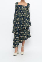Load image into Gallery viewer, WE WHORE WHAT x Teal Blue Floral Tiered Asymetric Dress (XS)