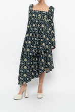 Load image into Gallery viewer, WE WHORE WHAT x Teal Blue Floral Tiered Asymetric Dress (XS)