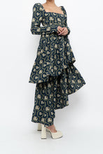 Load image into Gallery viewer, WE WHORE WHAT x Teal Blue Floral Tiered Asymetric Dress (XS)
