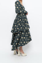 Load image into Gallery viewer, WE WHORE WHAT x Teal Blue Floral Tiered Asymetric Dress (XS)