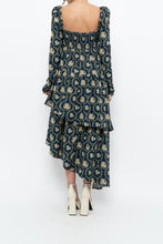 Load image into Gallery viewer, WE WHORE WHAT x Teal Blue Floral Tiered Asymetric Dress (XS)