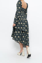Load image into Gallery viewer, WE WHORE WHAT x Teal Blue Floral Tiered Asymetric Dress (XS)