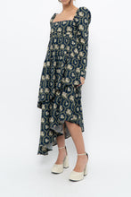 Load image into Gallery viewer, WE WHORE WHAT x Teal Blue Floral Tiered Asymetric Dress (XS)
