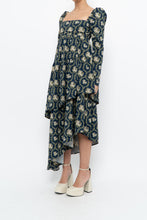 Load image into Gallery viewer, WE WHORE WHAT x Teal Blue Floral Tiered Asymetric Dress (XS)