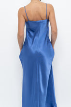 Load image into Gallery viewer, Vintage x Made in Canada x Blue Satin Maxi Dress (S, M)