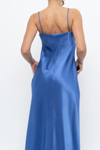Load image into Gallery viewer, Vintage x Made in Canada x Blue Satin Maxi Dress (S, M)
