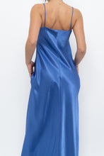 Load image into Gallery viewer, Vintage x Made in Canada x Blue Satin Maxi Dress (S, M)