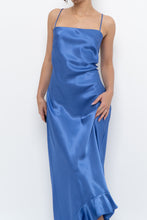 Load image into Gallery viewer, Vintage x Made in Canada x Blue Satin Maxi Dress (S, M)