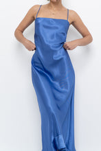 Load image into Gallery viewer, Vintage x Made in Canada x Blue Satin Maxi Dress (S, M)