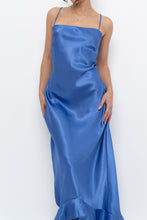 Load image into Gallery viewer, Vintage x Made in Canada x Blue Satin Maxi Dress (S, M)