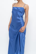 Load image into Gallery viewer, Vintage x Made in Canada x Blue Satin Maxi Dress (S, M)