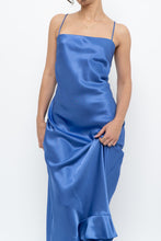 Load image into Gallery viewer, Vintage x Made in Canada x Blue Satin Maxi Dress (S, M)