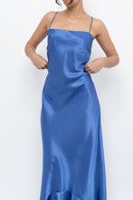 Load image into Gallery viewer, Vintage x Made in Canada x Blue Satin Maxi Dress (S, M)