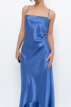 Load image into Gallery viewer, Vintage x Made in Canada x Blue Satin Maxi Dress (S, M)