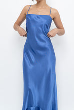 Load image into Gallery viewer, Vintage x Made in Canada x Blue Satin Maxi Dress (S, M)