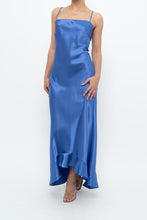 Load image into Gallery viewer, Vintage x Made in Canada x Blue Satin Maxi Dress (S, M)