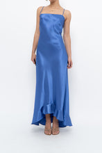 Load image into Gallery viewer, Vintage x Made in Canada x Blue Satin Maxi Dress (S, M)