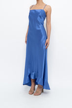 Load image into Gallery viewer, Vintage x Made in Canada x Blue Satin Maxi Dress (S, M)