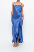 Load image into Gallery viewer, Vintage x Made in Canada x Blue Satin Maxi Dress (S, M)
