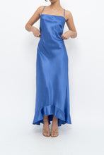 Load image into Gallery viewer, Vintage x Made in Canada x Blue Satin Maxi Dress (S, M)