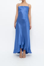 Load image into Gallery viewer, Vintage x Made in Canada x Blue Satin Maxi Dress (S, M)