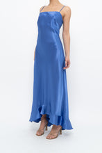 Load image into Gallery viewer, Vintage x Made in Canada x Blue Satin Maxi Dress (S, M)