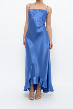 Load image into Gallery viewer, Vintage x Made in Canada x Blue Satin Maxi Dress (S, M)