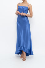 Load image into Gallery viewer, Vintage x Made in Canada x Blue Satin Maxi Dress (S, M)