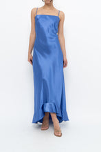 Load image into Gallery viewer, Vintage x Made in Canada x Blue Satin Maxi Dress (S, M)