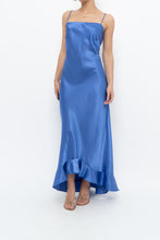 Load image into Gallery viewer, Vintage x Made in Canada x Blue Satin Maxi Dress (S, M)