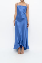 Load image into Gallery viewer, Vintage x Made in Canada x Blue Satin Maxi Dress (S, M)