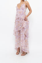Load image into Gallery viewer, VICTORIA'S SECRET x Lilac Floral Metallic Tiered Maxi Dress (M)