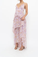 Load image into Gallery viewer, VICTORIA'S SECRET x Lilac Floral Metallic Tiered Maxi Dress (M)