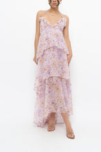 Load image into Gallery viewer, VICTORIA'S SECRET x Lilac Floral Metallic Tiered Maxi Dress (M)