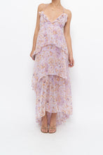Load image into Gallery viewer, VICTORIA'S SECRET x Lilac Floral Metallic Tiered Maxi Dress (M)