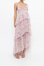 Load image into Gallery viewer, VICTORIA'S SECRET x Lilac Floral Metallic Tiered Maxi Dress (M)