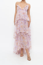Load image into Gallery viewer, VICTORIA'S SECRET x Lilac Floral Metallic Tiered Maxi Dress (M)