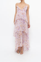 Load image into Gallery viewer, VICTORIA'S SECRET x Lilac Floral Metallic Tiered Maxi Dress (M)