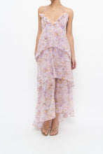Load image into Gallery viewer, VICTORIA'S SECRET x Lilac Floral Metallic Tiered Maxi Dress (M)
