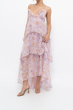 Load image into Gallery viewer, VICTORIA'S SECRET x Lilac Floral Metallic Tiered Maxi Dress (M)