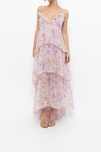 Load image into Gallery viewer, VICTORIA'S SECRET x Lilac Floral Metallic Tiered Maxi Dress (M)