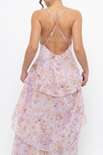 Load image into Gallery viewer, VICTORIA'S SECRET x Lilac Floral Metallic Tiered Maxi Dress (M)